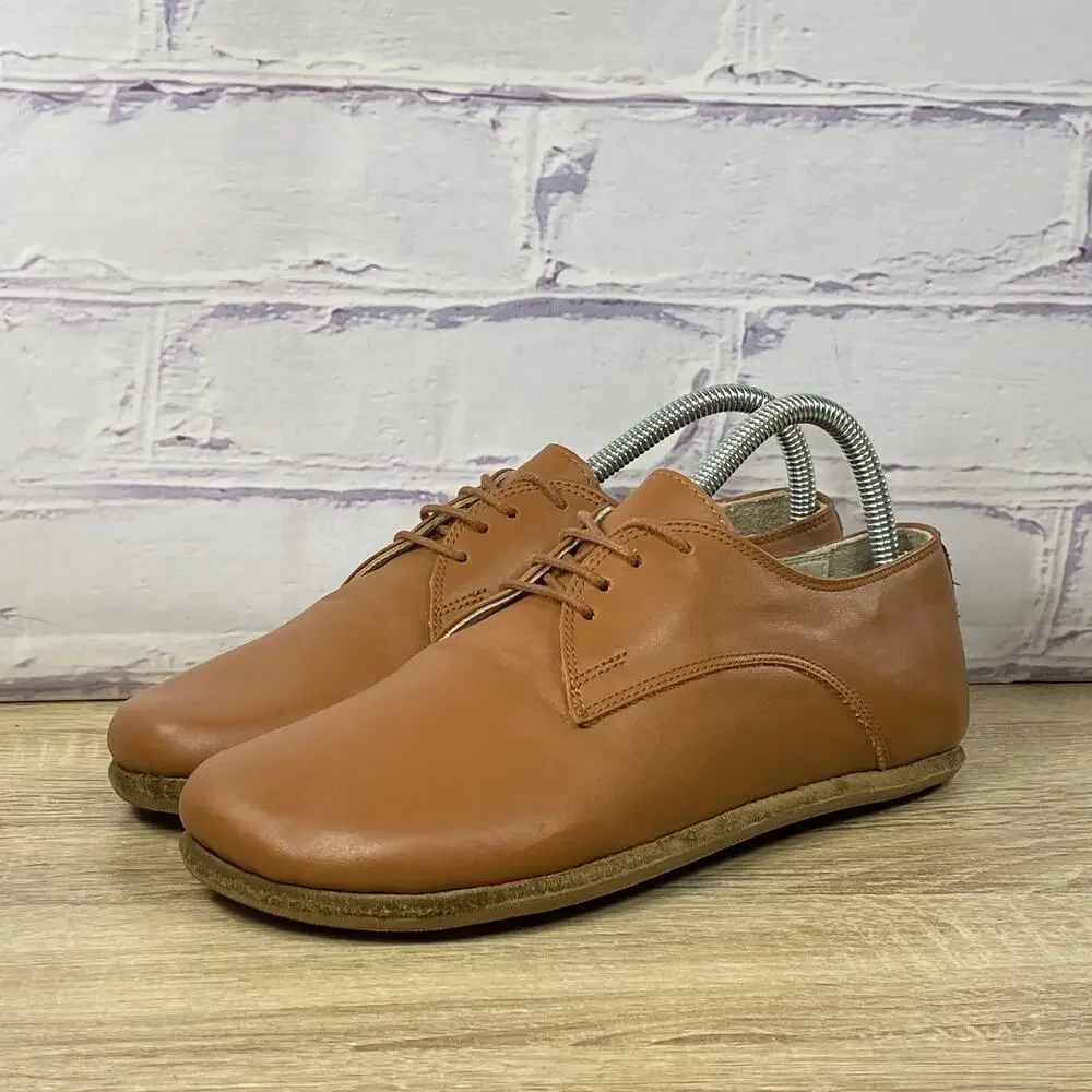 Aintap Brown Leather Dress Oxford Handmade In Turkey Women's 40 US 8.5 Barefoot